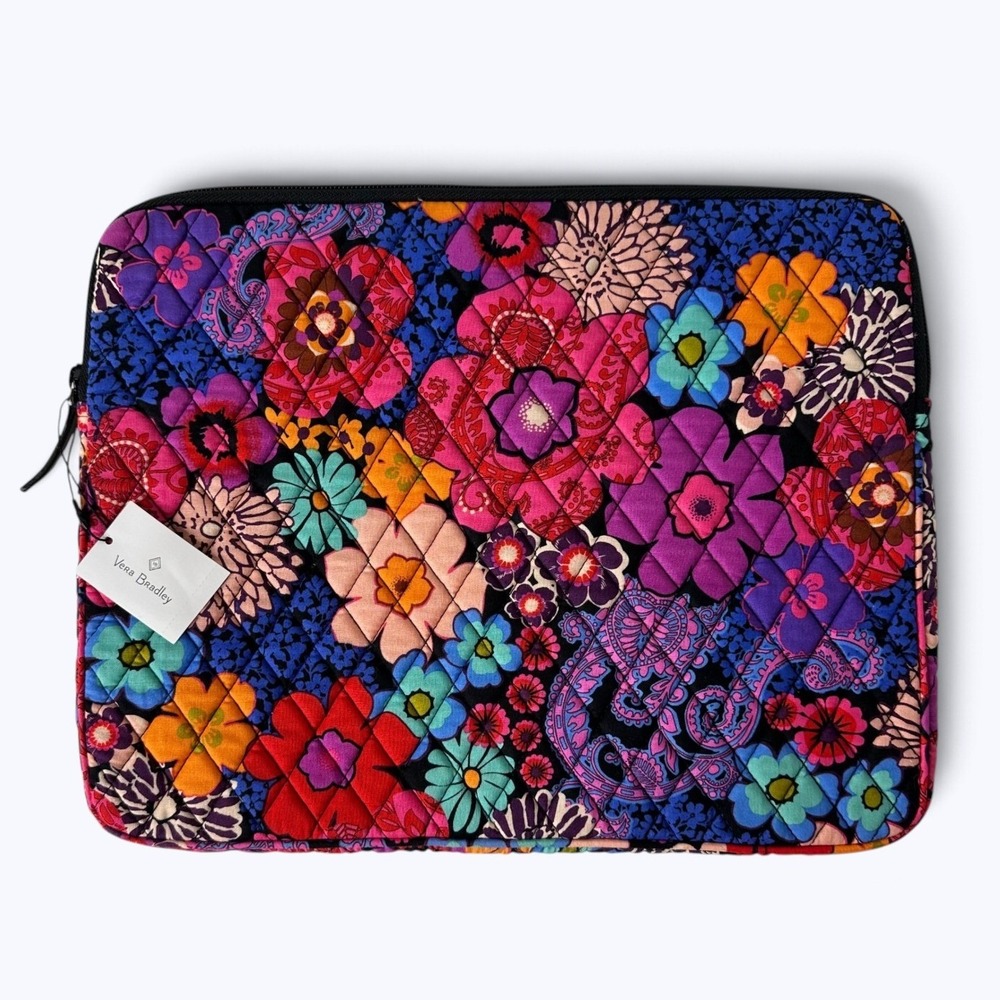 Vera Bradley Floral Fiesta Quilted Laptop Sleeve Travel Case Office Student NEW